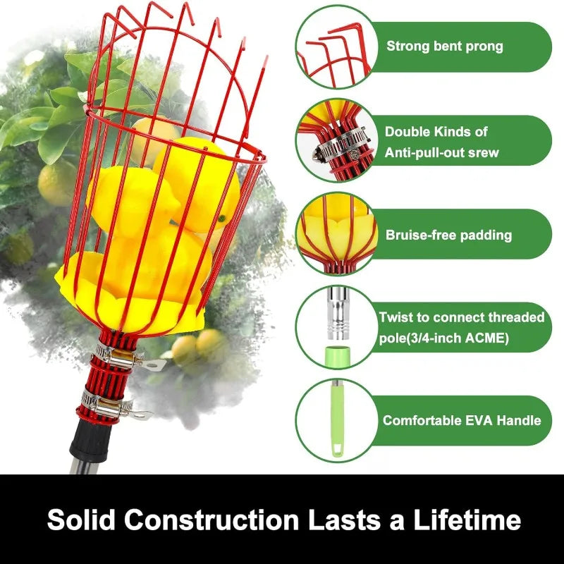 High Altitude Fruit Picking Claw Tool, Metal Garden Basket for Peaches, Pears, and Oranges, Convenient Gardening Tool