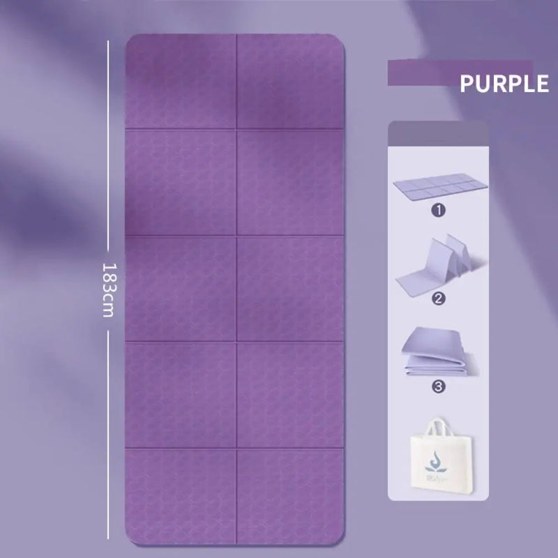 Pilates TPE Yoga Mats Anti-Slip Grey Purple Pink Gymnastics Mat Foldable Yoga Meditation Pad Men Women