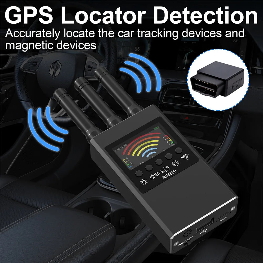 Hidden Camera Detector Anti-Spy Car GPS Tracker Listening Device Bug RF Wireless All Signal Scanner Gadget Security Protection