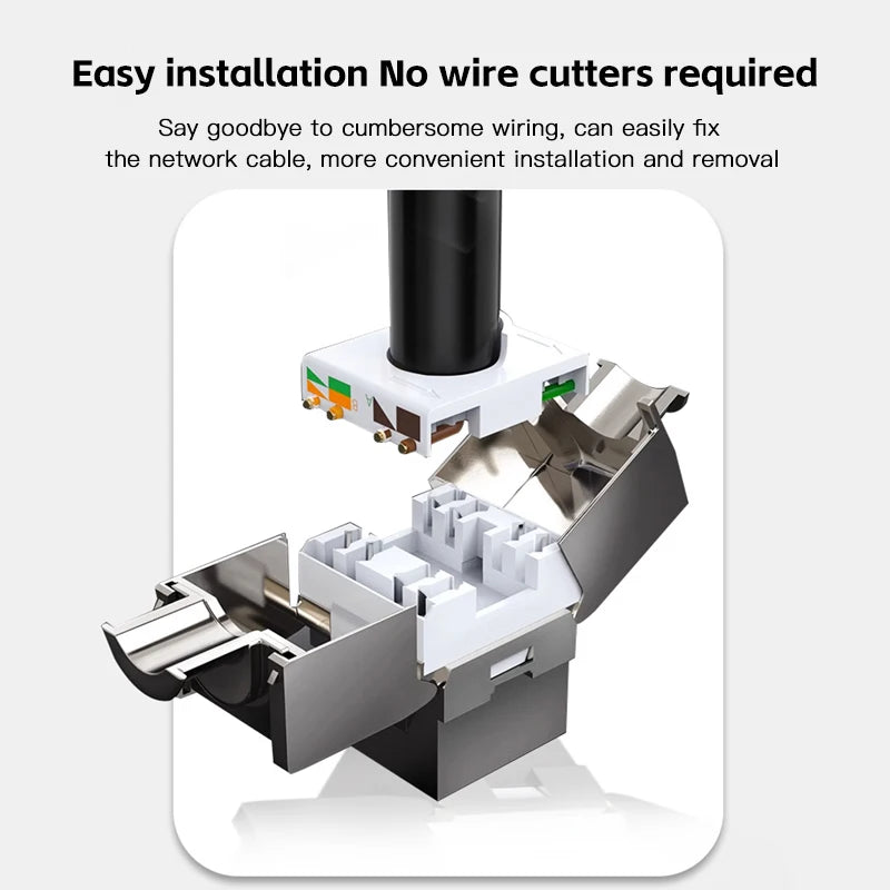 Clearance_CAT6A CAT7 RJ45 Keystone Shielded Slot FTP Zinc Alloy Module Connector Network Insert Tool-Free Coupler 10GB Internet