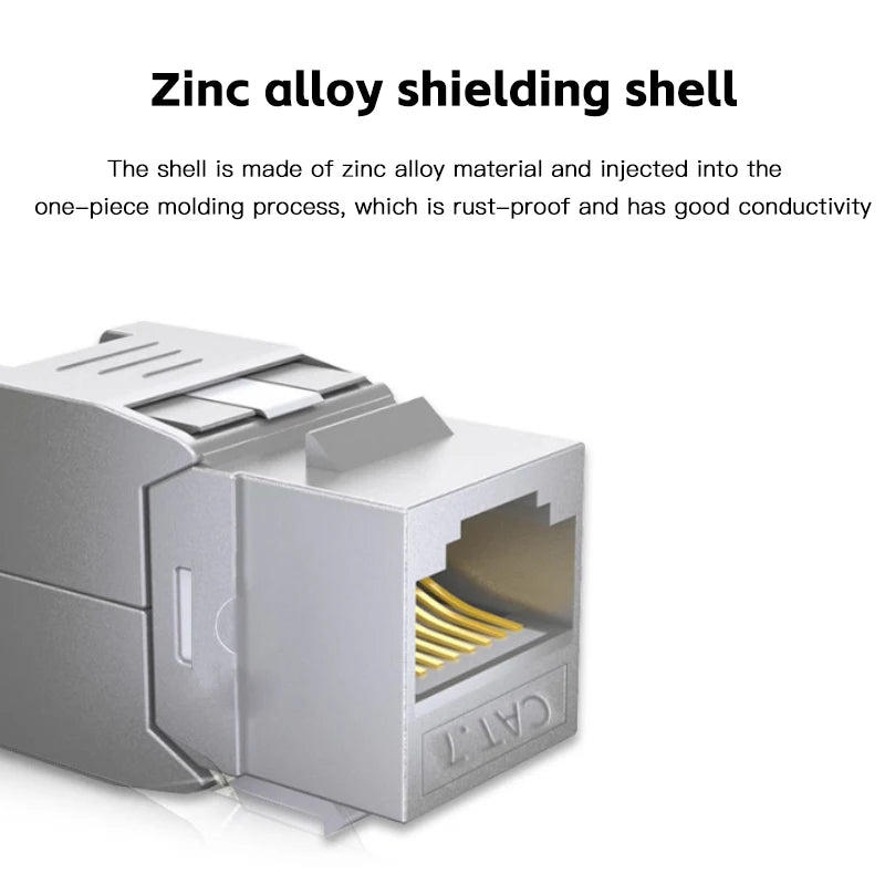 Clearance_CAT6A CAT7 RJ45 Keystone Shielded Slot FTP Zinc Alloy Module Connector Network Insert Tool-Free Coupler 10GB Internet