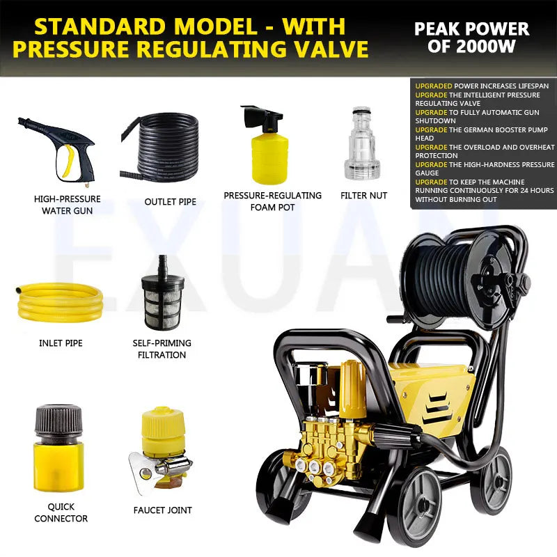 High Pressure Car Washing Machine Household 220V Car Wash Water Gun Courtyard Floor Flushing Machine Portable Brush Pump Cleaner