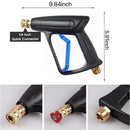 New High Pressure Washer Gun 1/4"Quick Connector M22-14MM Aluminum Snow Foam Lance Soap Water Gun with 5 Tips Portable Water Gun