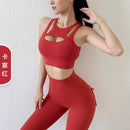 2022 Double-sided matted three-dimensional hollow back sports underwear shockproof gathered yoga sports bra fitness vest