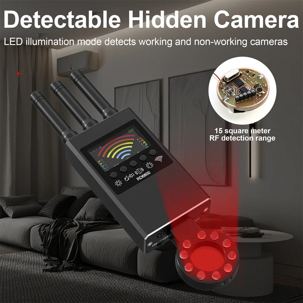 Hidden Camera Detector Anti-Spy Car GPS Tracker Listening Device Bug RF Wireless All Signal Scanner Gadget Security Protection