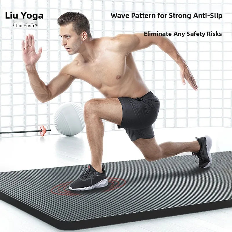 Men's Fitn Yoga Mat Thiened 20mm Wide Long Anti-slip Exercise Yoga Mat for Home Use l Rubber Pure Color