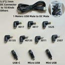USB To DC Power Connector Cable USB Male to DC Male Jack Plug Converter 10 Kinds Male Connetor 5.5x2.1mm DC Plug