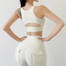 2022 Double-sided matted three-dimensional hollow back sports underwear shockproof gathered yoga sports bra fitness vest