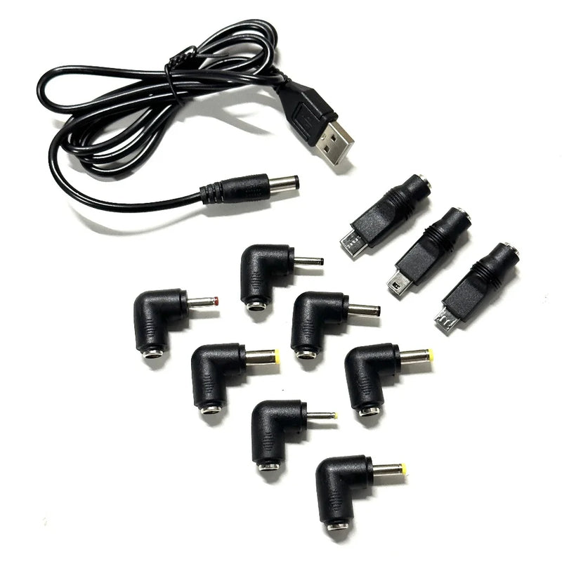 USB To DC Power Connector Cable USB Male to DC Male Jack Plug Converter 10 Kinds Male Connetor 5.5x2.1mm DC Plug