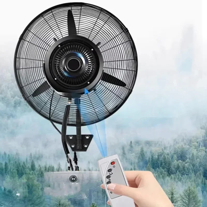 Home Electric Wall-Mounted Industrial Spray Fan Cooling Water Mist Cooling Air Atomization High Power Powerful Commercial Wall F