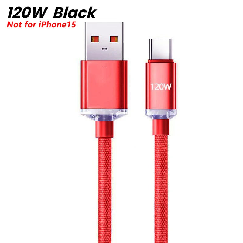 120W PD Type C Cable Super Fast Charger Cord Quick Charge USB C Cables Phone Charger For Samsung Xiaomi Huawei