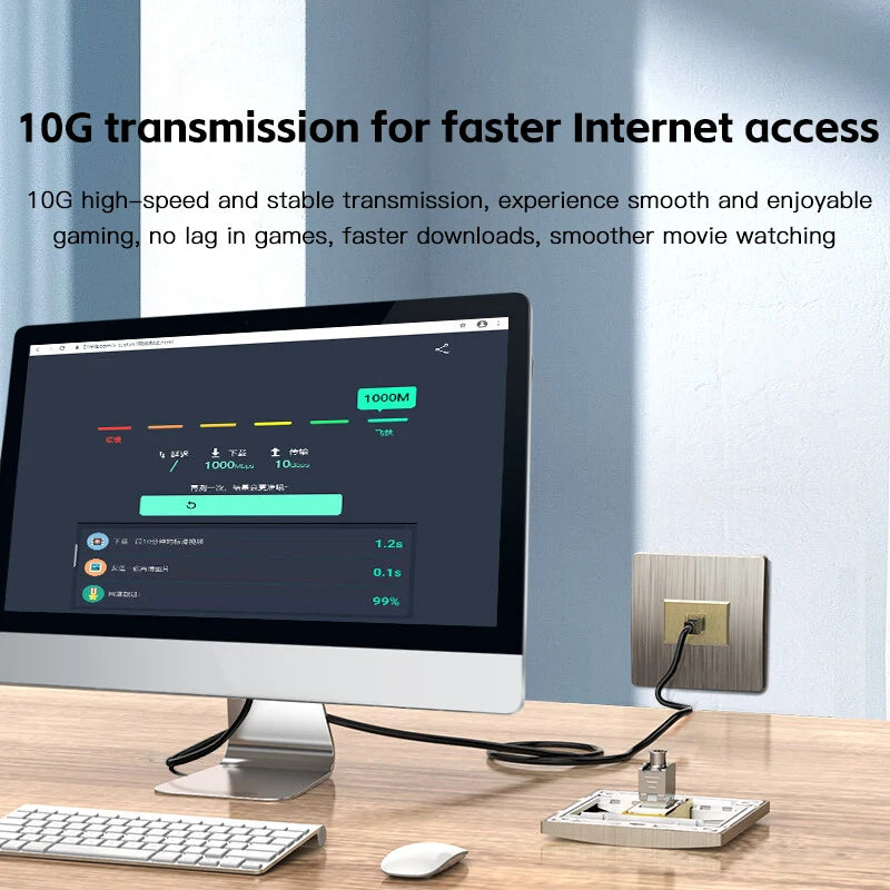 Clearance_CAT6A CAT7 RJ45 Keystone Shielded Slot FTP Zinc Alloy Module Connector Network Insert Tool-Free Coupler 10GB Internet