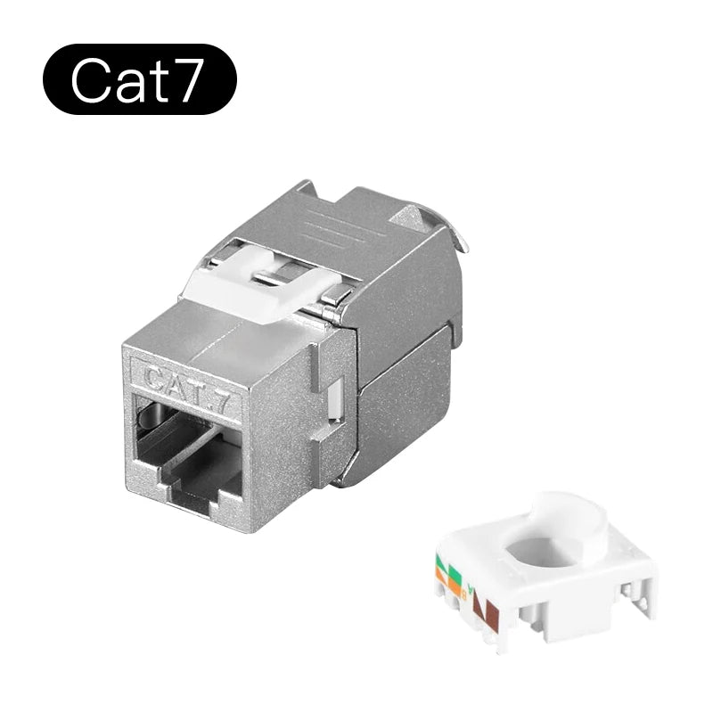 Clearance_CAT6A CAT7 RJ45 Keystone Shielded Slot FTP Zinc Alloy Module Connector Network Insert Tool-Free Coupler 10GB Internet