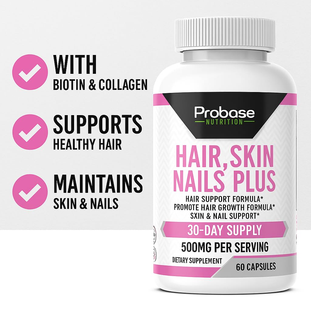 Probase Nutrition Hair, Skin and Nails Plus 60 Capsules 30-Day Supply