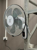 16-Inch Low-Noise AC Wall Fan with Home Remote 5 Plastic Blades Strong Wind Metal Pedestal Home Air Cooling Electric Wall Fan