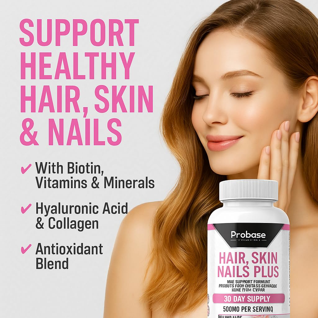 Probase Nutrition Hair, Skin and Nails Plus 60 Capsules 30-Day Supply