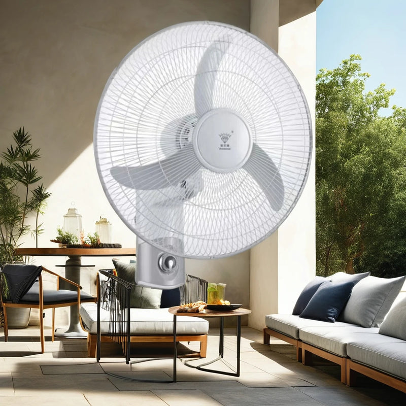 16-Inch Low-Noise AC Wall Fan with Home Remote 5 Plastic Blades Strong Wind Metal Pedestal Home Air Cooling Electric Wall Fan