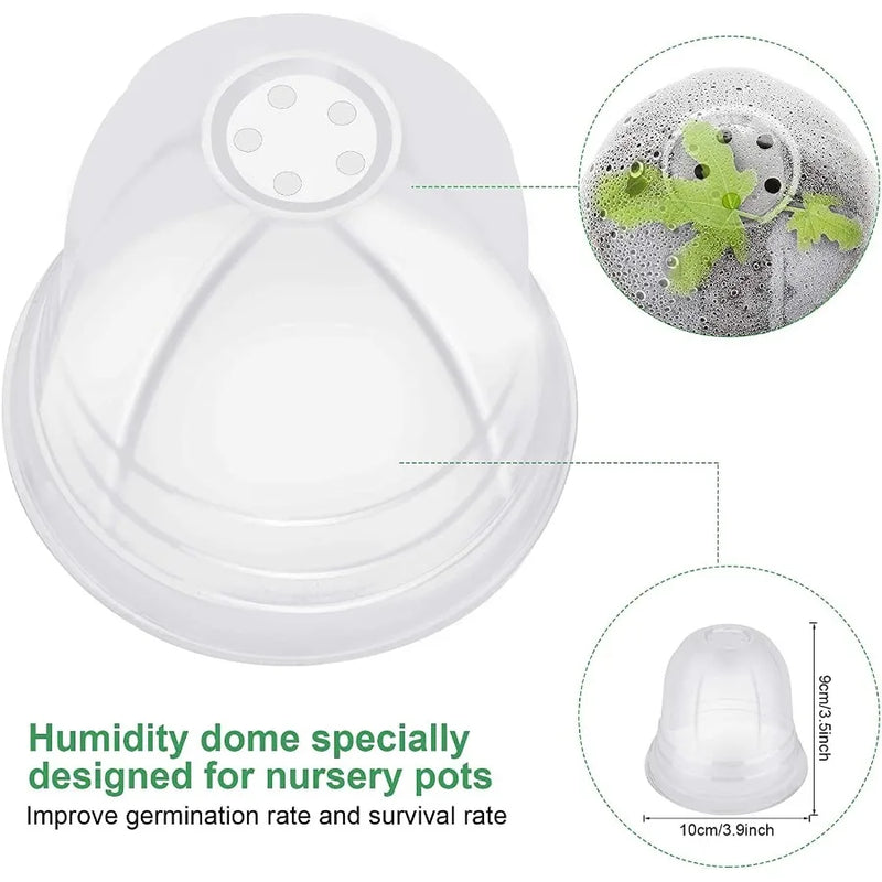 Plant Nursery Pots with Humidity Dome 4 Soft Transparent Plastic Gardening Pot Planting Containers Cups Planter Small Starter S