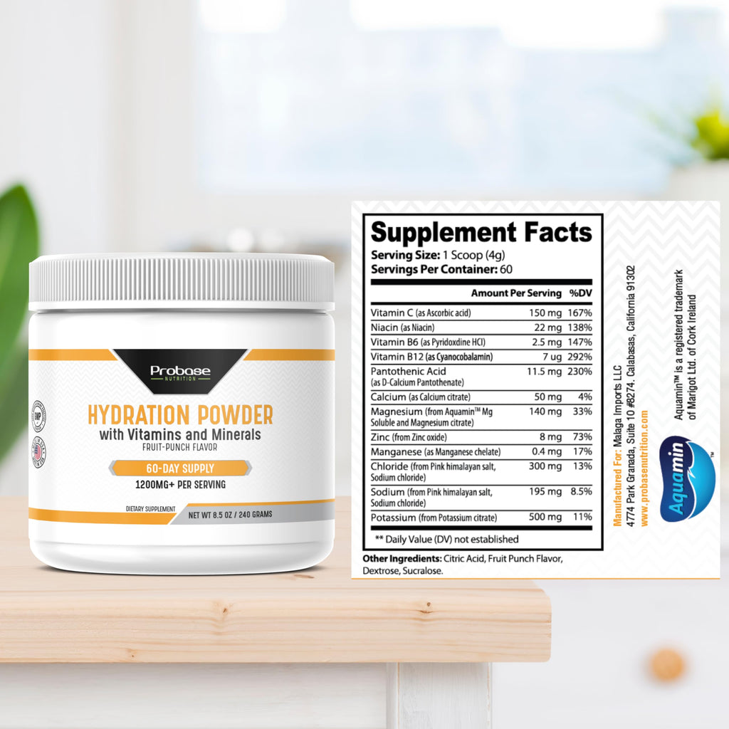 Probase Nutrition Hydration Powder - Fruit Punch Flavor 240 Grams