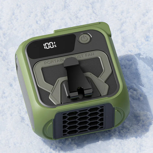 2025 new camping waist-mounted electric fan for students outdoor handheld portable USB charging waist-mounted leafless fan