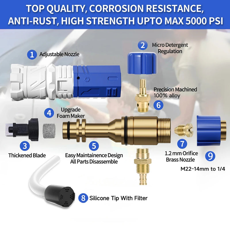 Pressure Washer Aluminum Foam Lance Foam Nozzle Car Wash Foam Maker for Karcher Elitech Bort AR Bosch Michelin Pressure Washer