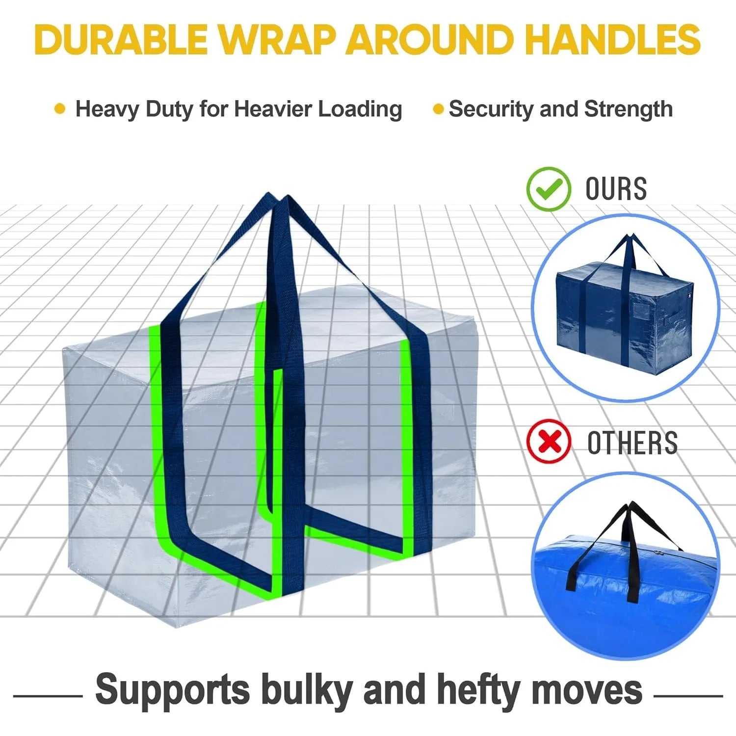 6 Pack Moving Bags, Heavy Duty, Moving Boxes Alternative, Packing Storage Supplies for Dorm Room Essentials  (Blue, 6 Pack)