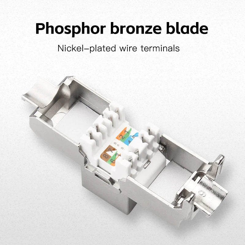 Clearance_CAT6A CAT7 RJ45 Keystone Shielded Slot FTP Zinc Alloy Module Connector Network Insert Tool-Free Coupler 10GB Internet