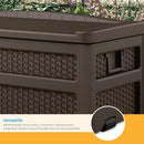 Durable 73 Gallon Outdoor Plastic Storage Chest with Handles, Wheels, and Seat for Patio, Garden, or Pool for Indoor and Outdoo