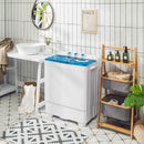 26lbs Portable Semi-Automatic Twin Tub Washing Machine with Drain Pump-Blue-1