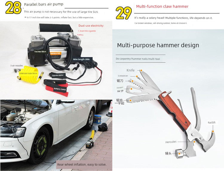 Car Emergency Kit in-Vehicle Hand Tool Set Maintenance and Rescue Security Kit Car Toolbox Car First Aid Kits Boxes