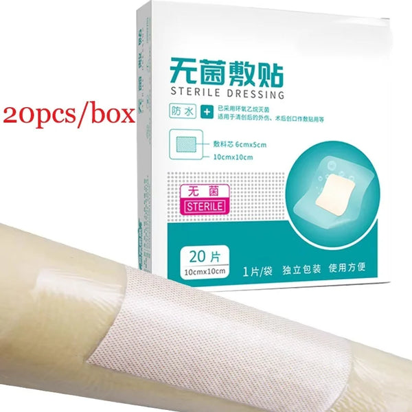 20Pcs/Box Wound Waterproof Dressing Sticker Medical Waterproof Tape Bandage 10x10cm