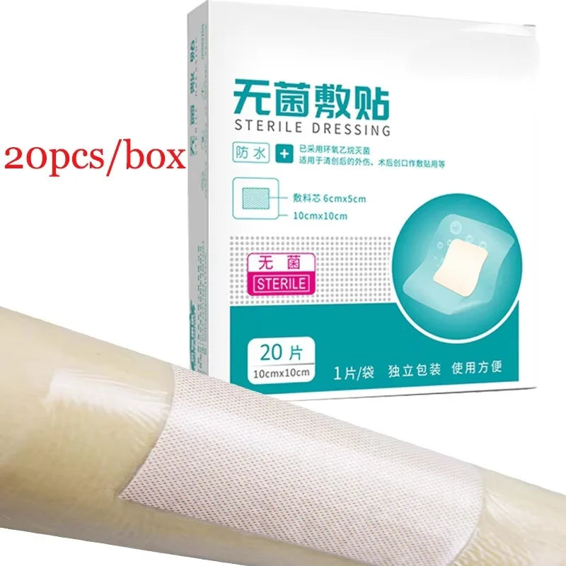 20Pcs/Box Wound Waterproof Dressing Sticker Medical Waterproof Tape Bandage 10x10cm