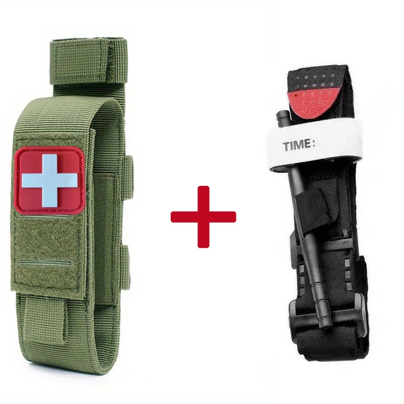 2pcs Tactical Tourniquet Cat Storage Box Bag MOLLE Package Fan Outdoor Emergency Tourniquetrats  for