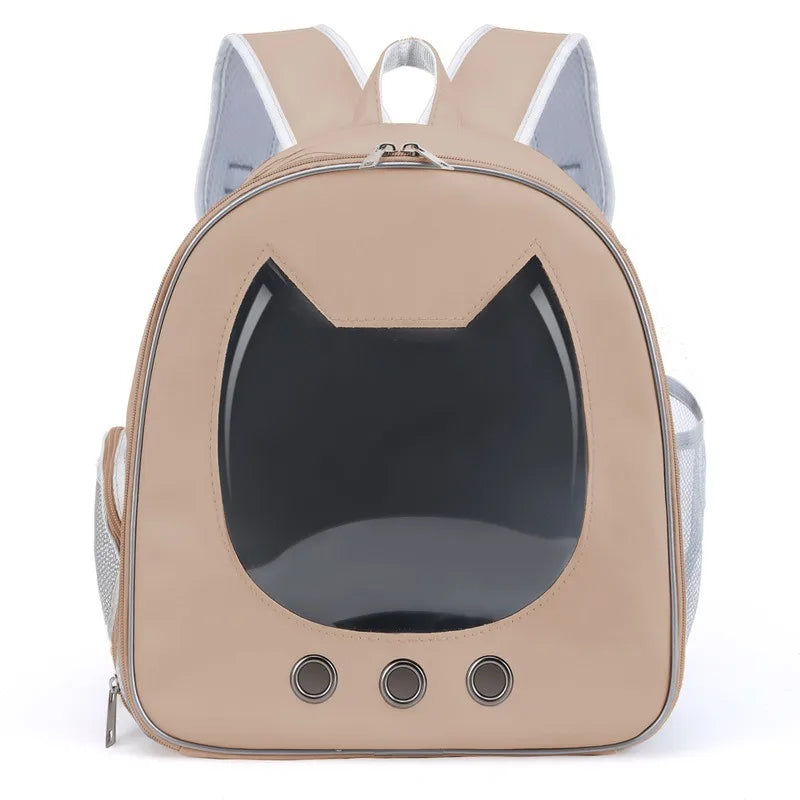 Pet Supplies Cat Carrier Bag PU Portable Travel Outdoor Backpack for Cat Small Dogs Transparent Breathable Carrying Shoulder Bag