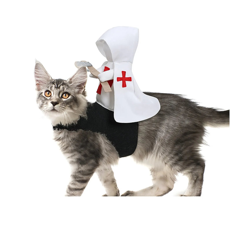 Dog Costumes Halloween Funny Pet Dress Up Clothes For Party Holiday Cute Cosplay Cat Costumes Black White Templar Knights Outfit
