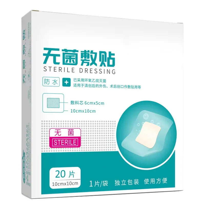 20Pcs/Box Wound Waterproof Dressing Sticker Medical Waterproof Tape Bandage 10x10cm