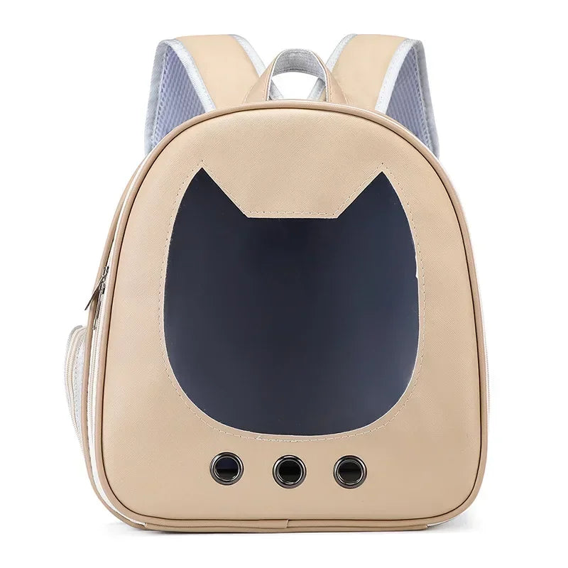 Pet Supplies Cat Carrier Bag PU Portable Travel Outdoor Backpack for Cat Small Dogs Transparent Breathable Carrying Shoulder Bag