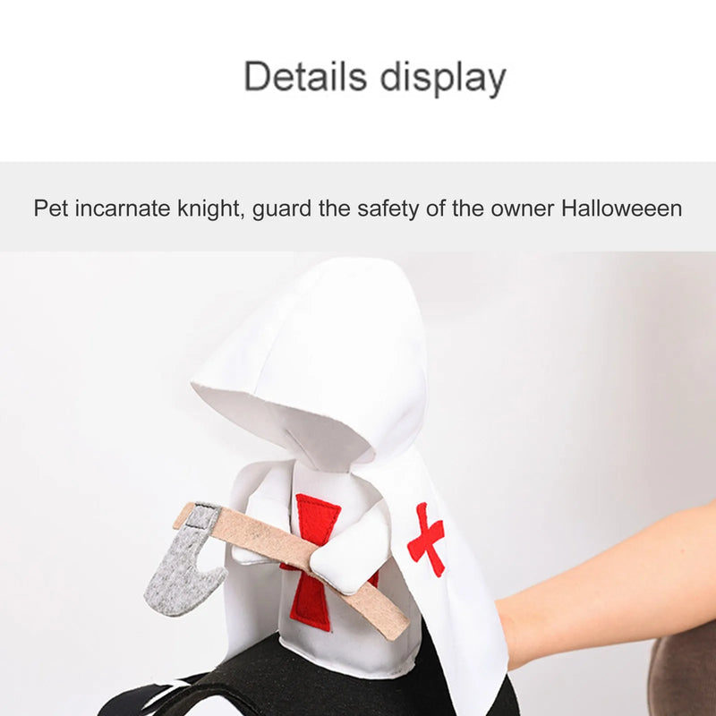 Dog Costumes Halloween Funny Pet Dress Up Clothes For Party Holiday Cute Cosplay Cat Costumes Black White Templar Knights Outfit