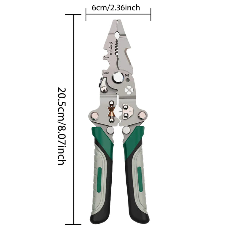 Foldable wire stripper, pulley design multi-function electrician wire splitter wire winding pliers crimping pliers hand tool