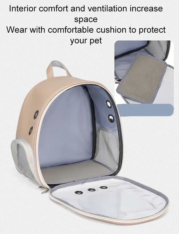 Pet Supplies Cat Carrier Bag PU Portable Travel Outdoor Backpack for Cat Small Dogs Transparent Breathable Carrying Shoulder Bag