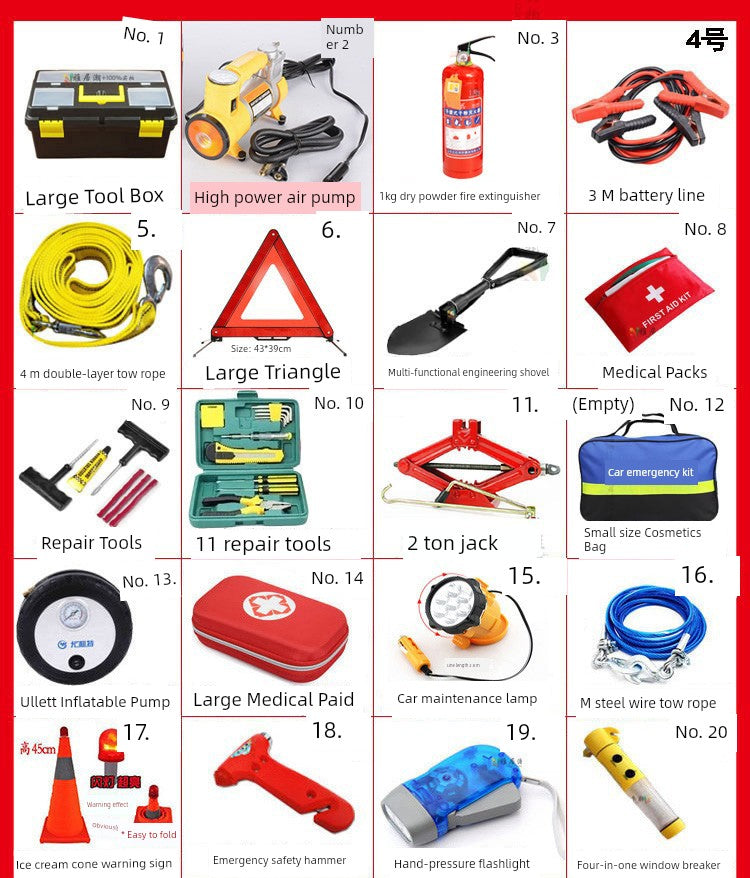 Car Emergency Kit in-Vehicle Hand Tool Set Maintenance and Rescue Security Kit Car Toolbox Car First Aid Kits Boxes