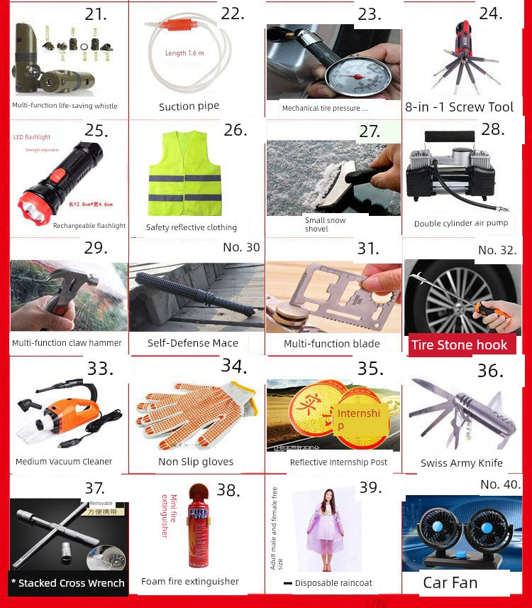 Car Emergency Kit in-Vehicle Hand Tool Set Maintenance and Rescue Security Kit Car Toolbox Car First Aid Kits Boxes