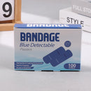 100pcs/set Blue Detectable Plasters Band Aid Waterproof Medical Adhesive Strips Wound Dressing Patch Bandages First Aid Plasters