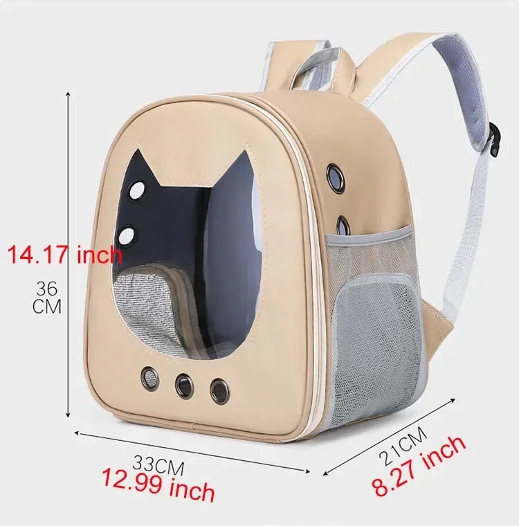 Pet Supplies Cat Carrier Bag PU Portable Travel Outdoor Backpack for Cat Small Dogs Transparent Breathable Carrying Shoulder Bag