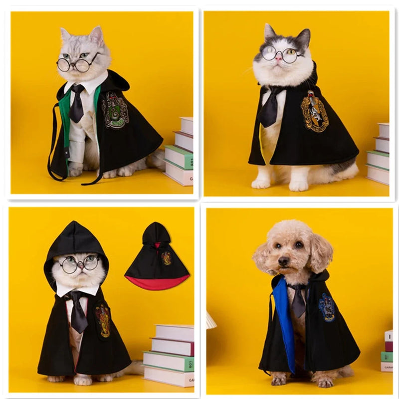 Halloween Dog Costume Magic Academy Cosplay Clothes Pet Cape Cat Decoration Halloween Cloak College Cloak Costume for Cat Pet