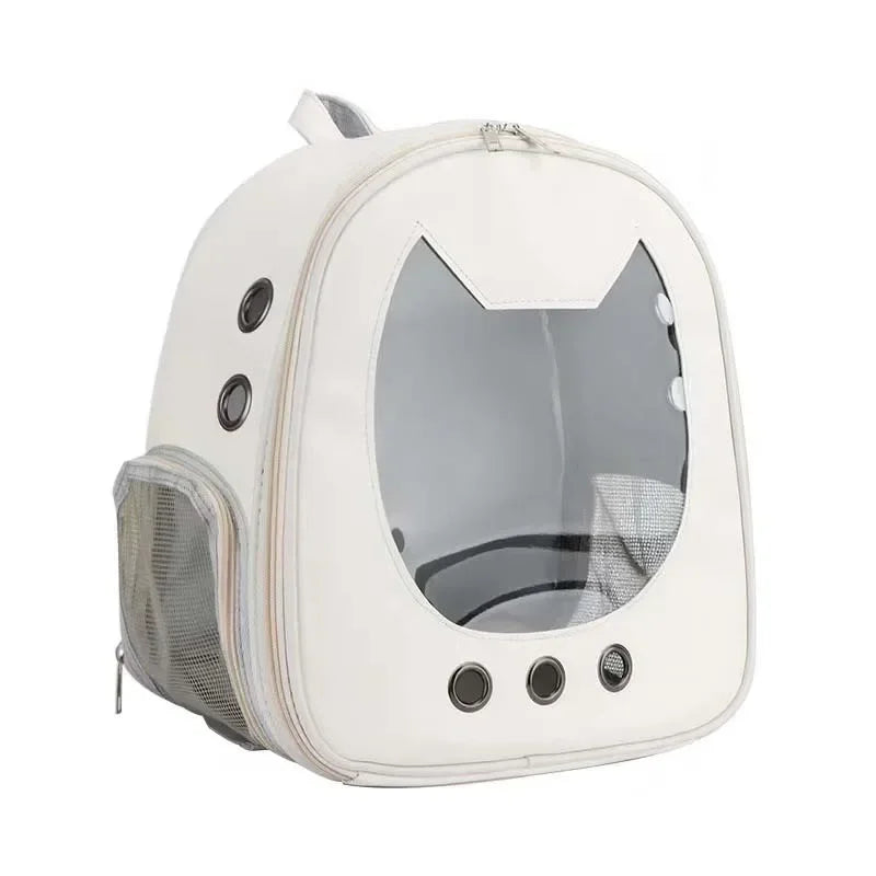 Pet Supplies Cat Carrier Bag PU Portable Travel Outdoor Backpack for Cat Small Dogs Transparent Breathable Carrying Shoulder Bag