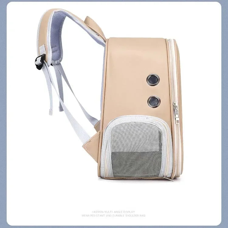 Pet Supplies Cat Carrier Bag PU Portable Travel Outdoor Backpack for Cat Small Dogs Transparent Breathable Carrying Shoulder Bag