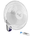 Vie Air 16 Inch 3 Speed Plastic Wall Fan with Remote Control in White-0