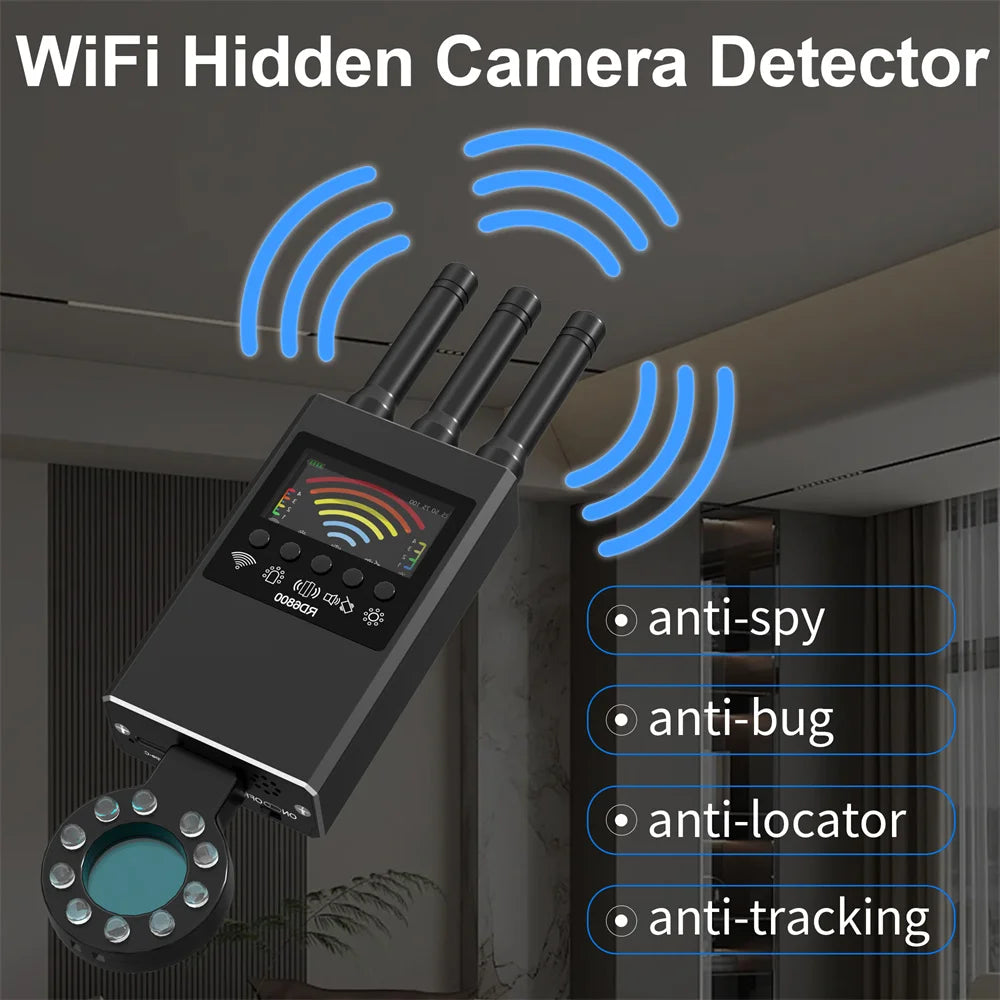 Hidden Camera Detector Anti-Spy Car GPS Tracker Listening Device Bug RF Wireless All Signal Scanner Gadget Security Protection