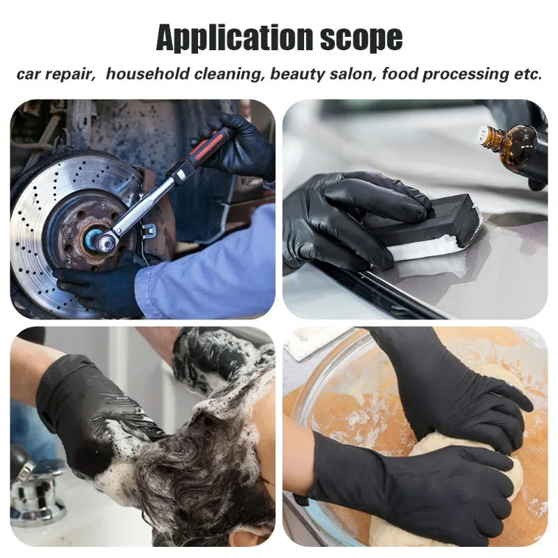 100/1PCS Disposable PVC Gloves Thickened Household Disposable Cleaning Gloves Black Nitrile Glove Safety Mechanic Kitchen Gloves